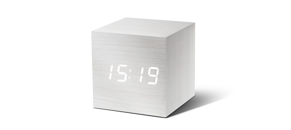 Cube White Clock Gingko Cube White Clock