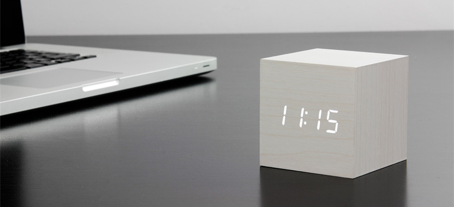 Cube White Clock Gingko Cube White Clock